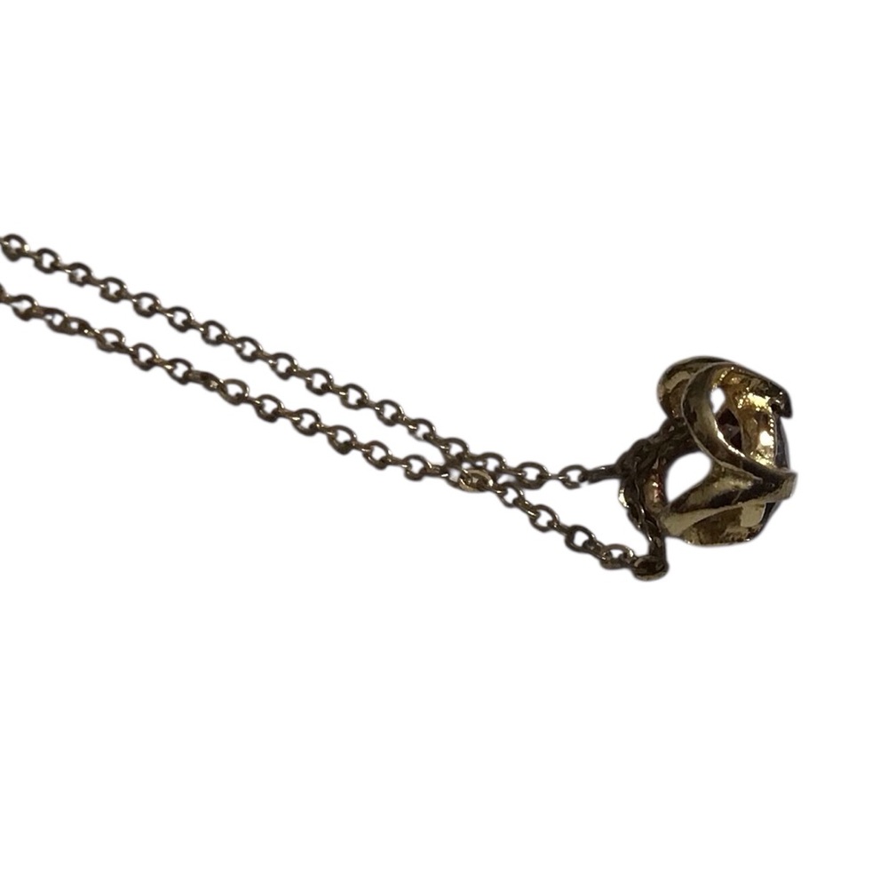 Gold Tone Chain Necklace Red Pendant Vintage Costume Jewelry - Picture 4 of 6